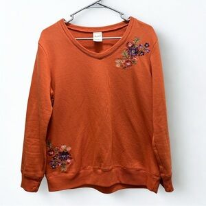 Vintage Blair‎ Terracotta Sweatshirt with Floral Detail